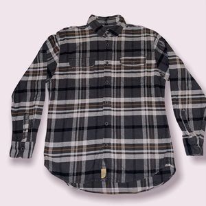 Jachs Ny Grey/Black Plaid Thick Flannel size M